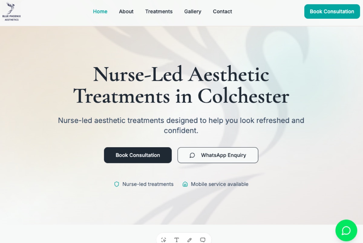 Blue Phoenix Aesthetics website